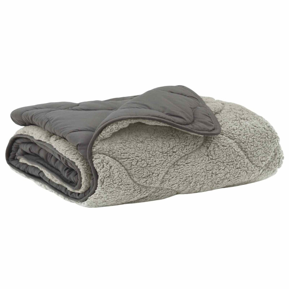 vidaXL - Zomer - Deken - Lichtgrijs - 140 - x - 220 - cm - Microvezel - en - Teddy - fleece afbeelding 1