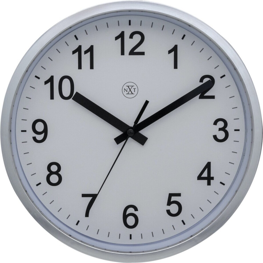 nXt Robust – Wandklok – 25 cm – Kunststof – Zilver – Witte wijzerplaat afbeelding 1