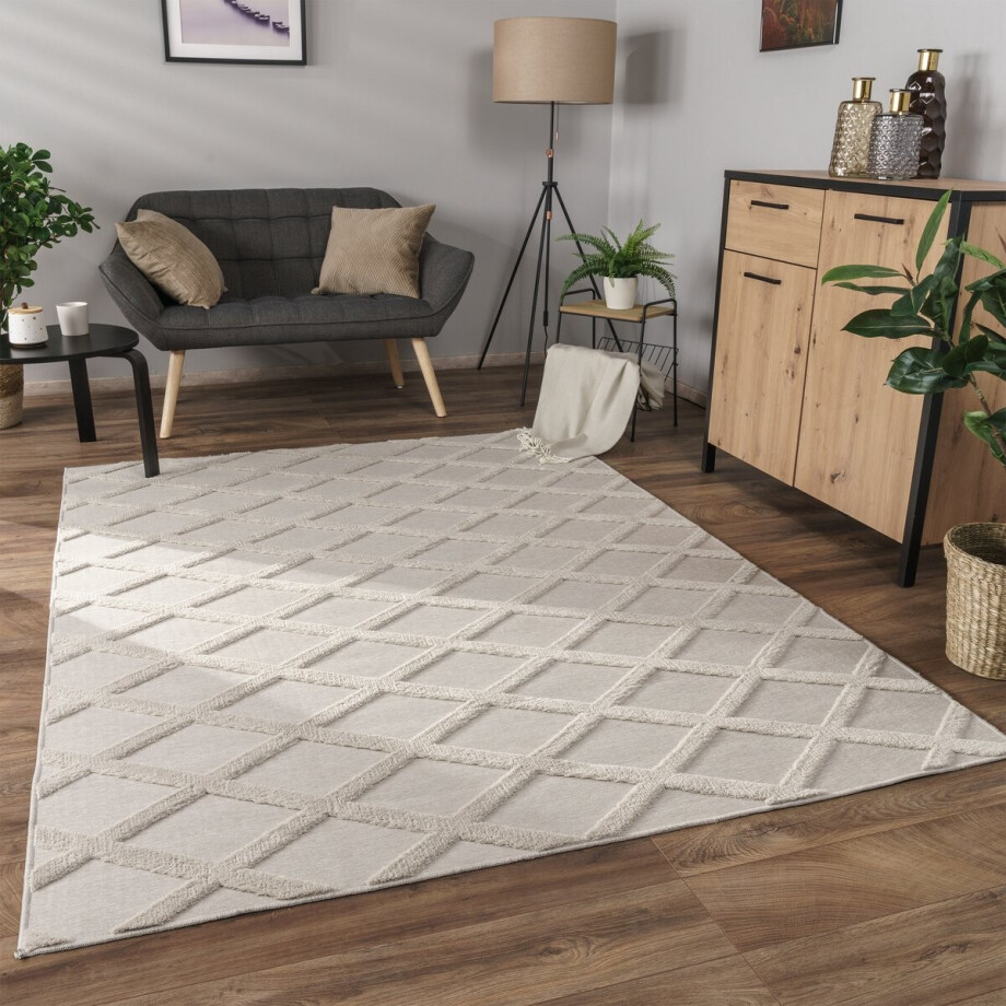 Paco Home Vloerkleed Woonkamer Laagpolig Boho Patroon Scandinavisch 3D Modern 230x340 cm Paco Home Vloerkleed Woonkamer Laagpolig Boho Patroon Scandinavisch 3D Modern 230x340 cm afbeelding 1