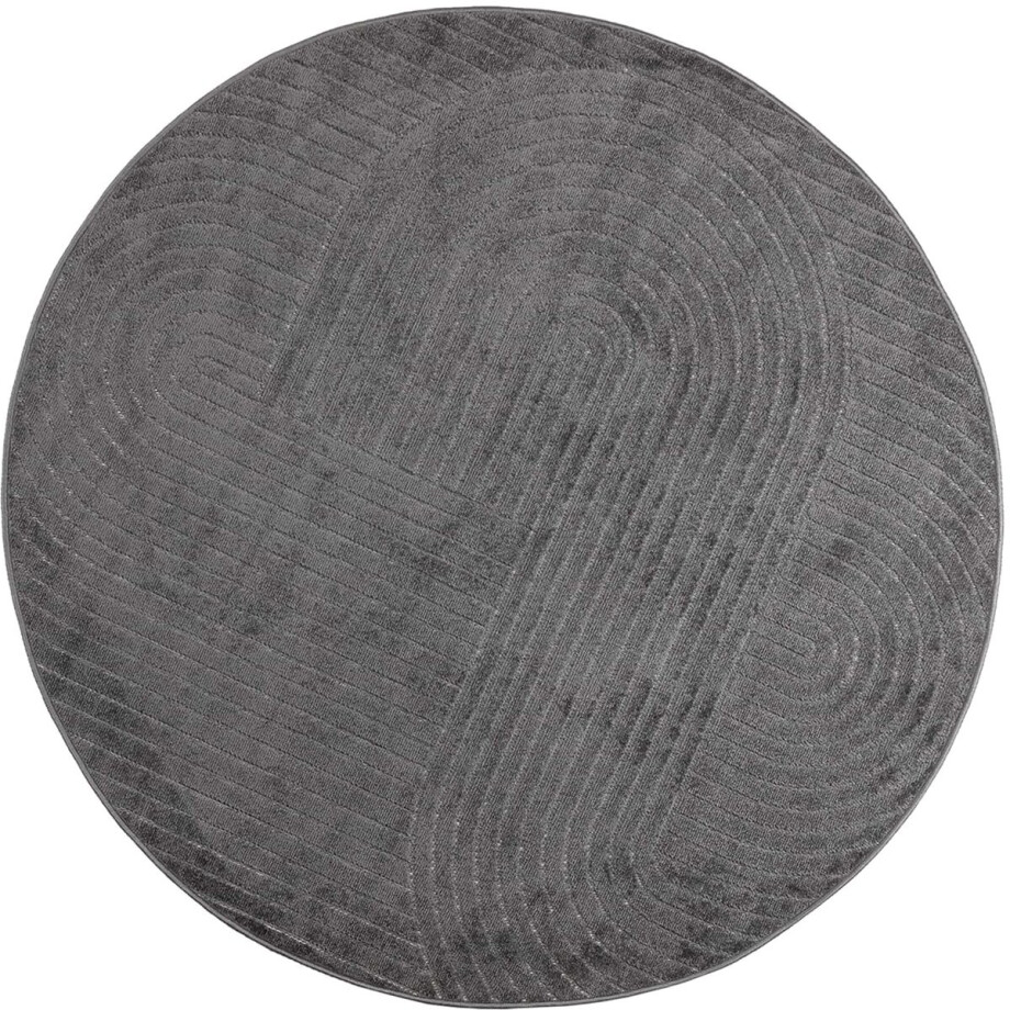 vidaXL - Vloerkleden - Rond - PALMERAS - Antraciet - Ø - 160 - CM - Polyester afbeelding 1