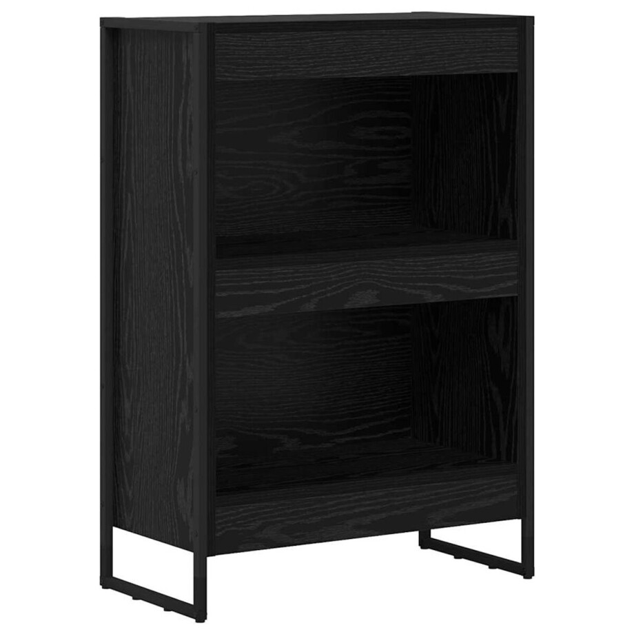 vidaXL - Boekenkast - Zwart - Eiken - 80 - x - 30 - x - 155 - cm - Bewerkt - hout vidaXL - Boekenkast - Zwart - Eiken - 80 - x - 30 - x - 155 - cm - Bewerkt - hout afbeelding 1