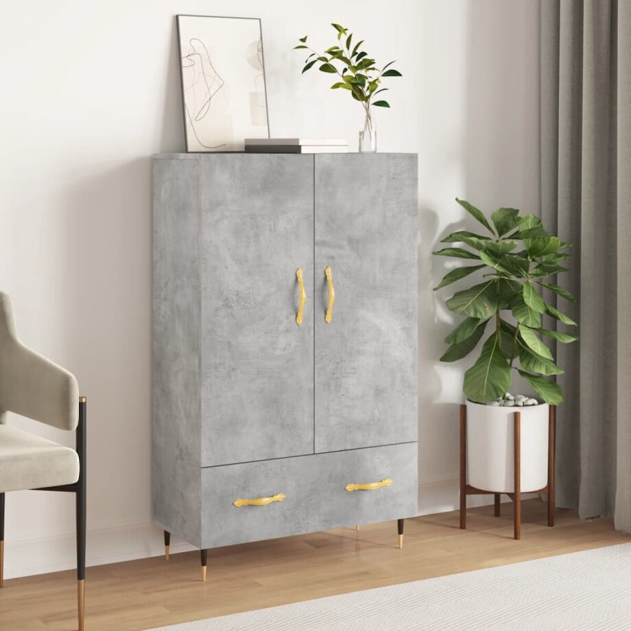vidaXL Betonnen Grijze Kast - Hoge Kast - Hoge kast 69,5x31x115 cm bewerkt hout betongrijs - Houten Kast - Opslagkast - Woonaccessoires vidaXL Betonnen Grijze Kast - Hoge Kast - Hoge kast 69,5x31x115 cm bewerkt hout betongrijs - Houten Kast - Opslagkast - Woonaccessoires afbeelding 1