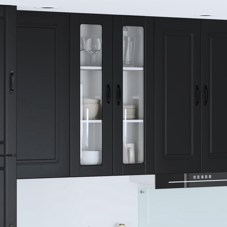 vidaXL - Keuken - Kast - met - plank - Zwart - 60 - x - 31 - x - 100 - cm - Bewerkt - hout afbeelding 1