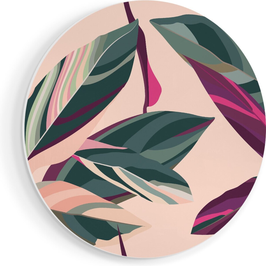 Artaza Forex Muurcirkel Bloem Bladeren - Bloemen - Abstract - 40x40 cm - Klein - Wandcirkel - Rond Schilderij - Wanddecoratie Cirkel afbeelding 1