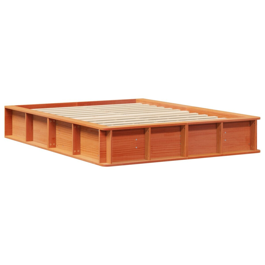 vidaXL - Bedframe - Wasbruin - 135 - x - 190 - cm - Massief - grenenhout vidaXL - Bedframe - Wasbruin - 135 - x - 190 - cm - Massief - grenenhout afbeelding 1