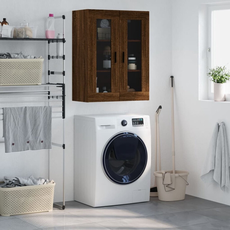 vidaXL Houten Kast - Hangkast - Hangkast 69,5x34x90 cm bruin eikenkleur - Bruine Kast - Eiken Kleur - Wandkast afbeelding 1