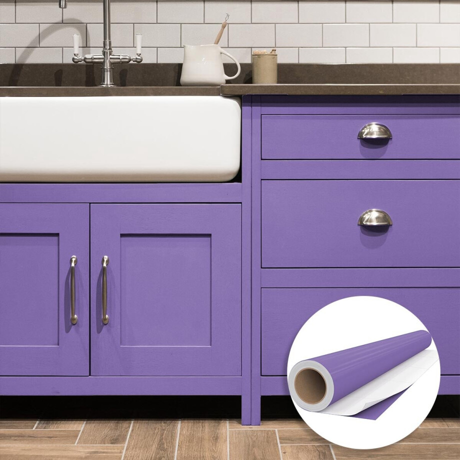 Waterdichte vinyl zelfklevende rol per meter - Afwasbare sticker voor keuken, meubels, kasten, deuren - 60 cm x 9 m - Lavendel Waterdichte vinyl zelfklevende rol per meter - Afwasbare sticker voor keuken, meubels, kasten, deuren - 60 cm x 9 m - Lavendel afbeelding 1