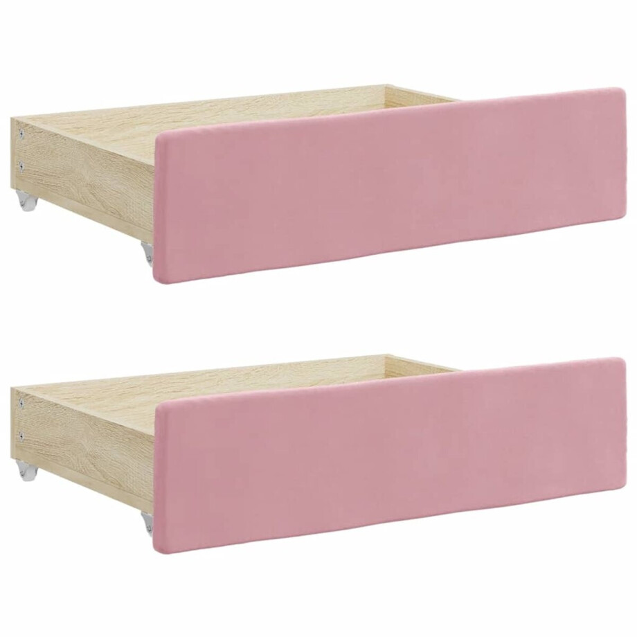 vidaXL - Bedlades - 2 - st - bewerkt - hout - en - fluweel - roze afbeelding 1