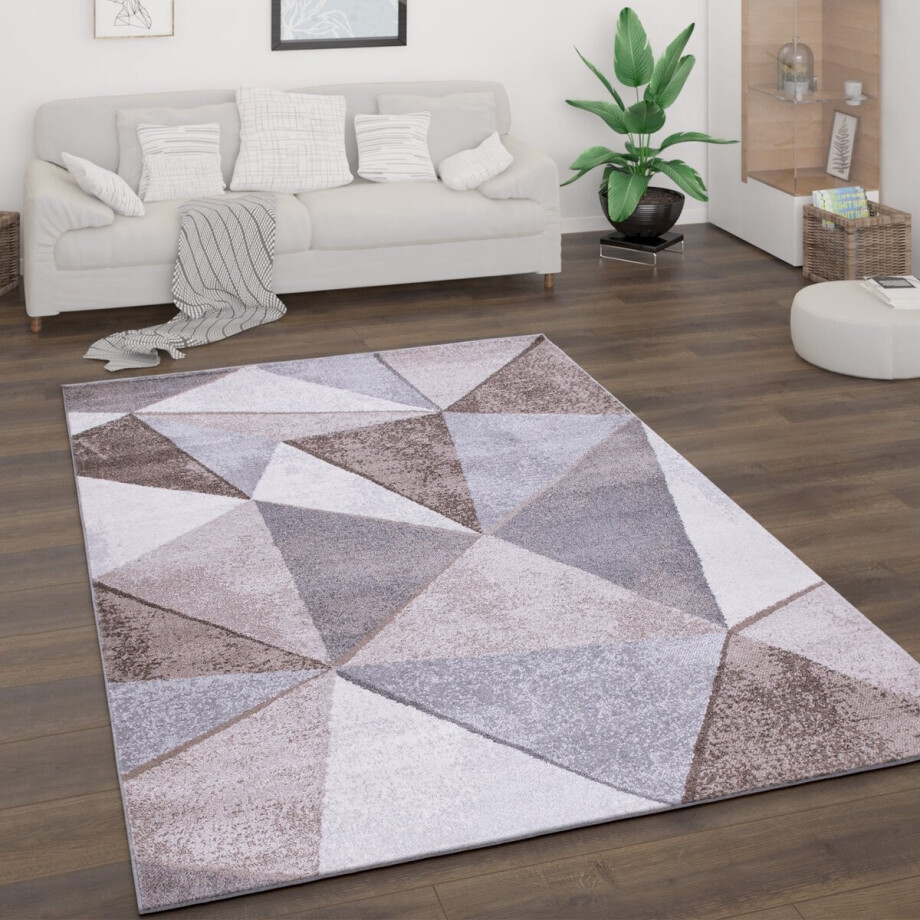Paco Home Vloerkleed Woonkamer Laagpolig Vintage Abstract Modern Geometrisch Ruitpatroon 120x160 cm Paco Home Vloerkleed Woonkamer Laagpolig Vintage Abstract Modern Geometrisch Ruitpatroon 120x160 cm afbeelding 1