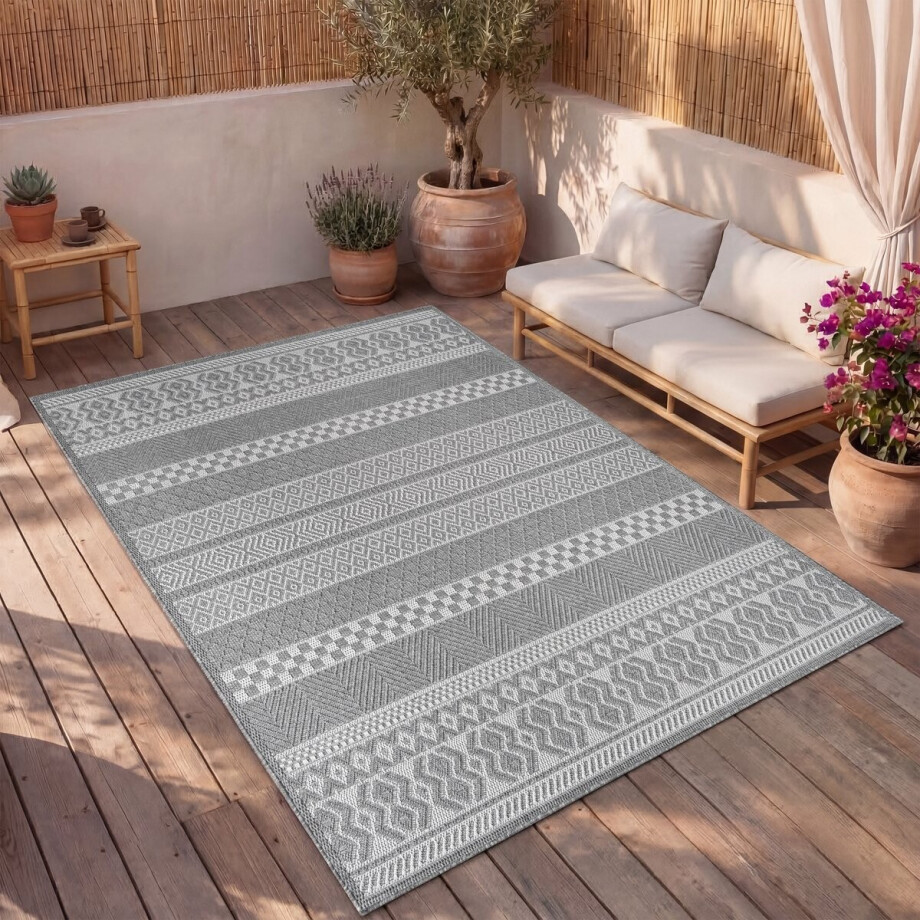 Paco Home In-& Outdoor Vloerkleed Balkon Terras Keukenvloerkleed Modern Boho Ethno Patroon 80x150 cm afbeelding 1