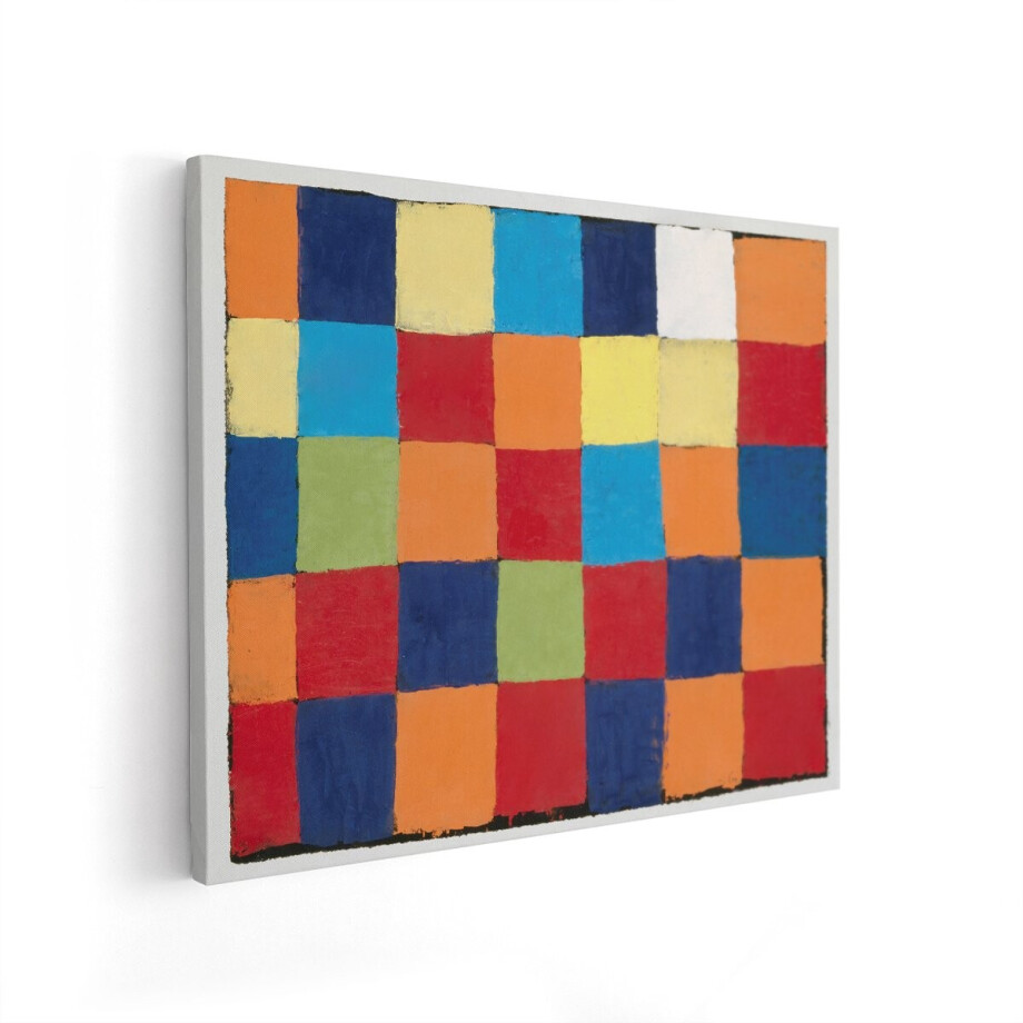 Artaza Canvas Schilderij Abstract - 100x80 cm - Wanddecoratie Modern - Muurdecoratie Kleurrijk - Decoratie Geometrisch Raster - Schilderijen Op Canvas afbeelding 1
