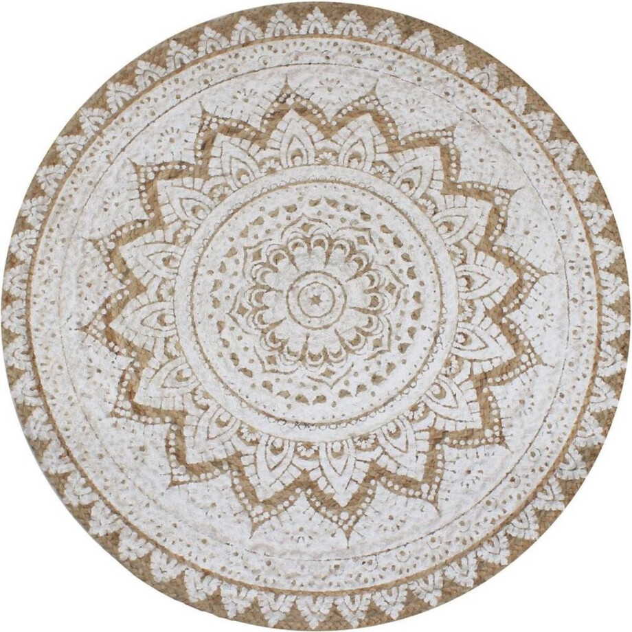 vidaXL - Tapijt - met - print - rond - 150 - cm - gevlochten - jute afbeelding 1