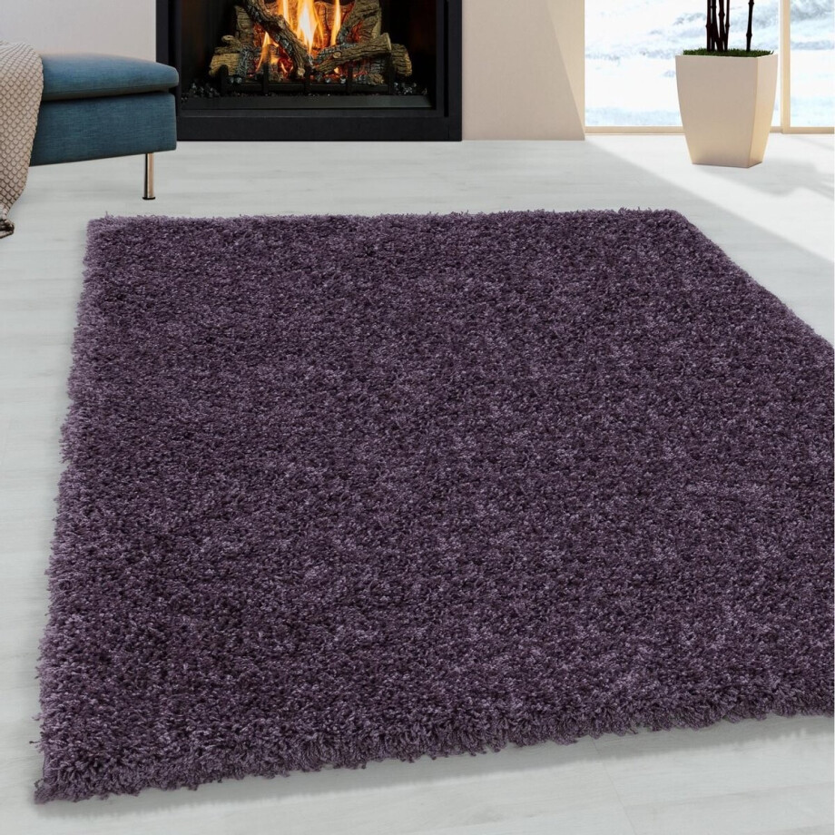 Flycarpets Azure Vloerkleed Paars - Effen - Hoogpolig - 140x200 cm afbeelding 1