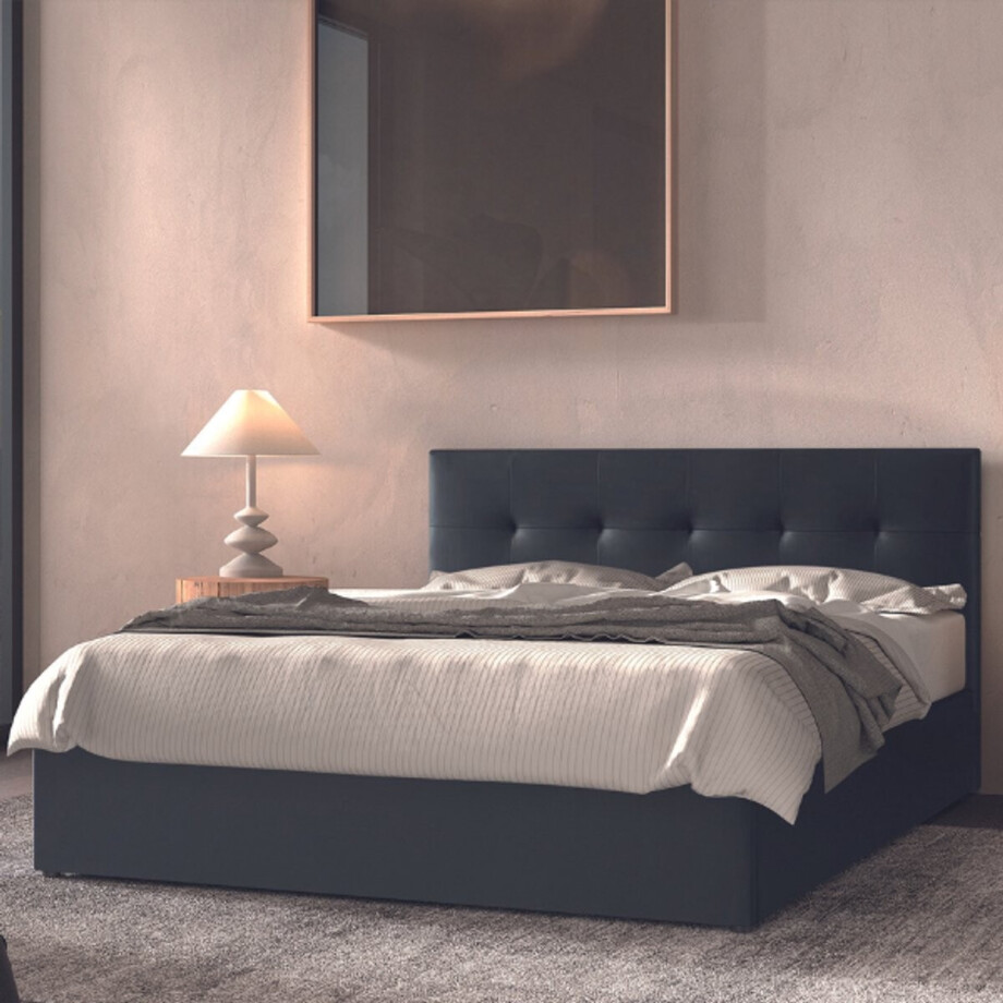 Kofferbed Peggy 160x200 cm incl. lattenbodem -zwart - Rousseau - Tweepersoons gestoffeerd bed - Zwart - Hout; Kunstleer; Spaanplaat Tweepersoons Normaal bed Kofferbed Peggy 160x200 cm incl. lattenbodem -zwart - Rousseau - Tweepersoons gestoffeerd bed - Zwart - Hout; Kunstleer; Spaanplaat Tweepersoons Normaal bed afbeelding 1