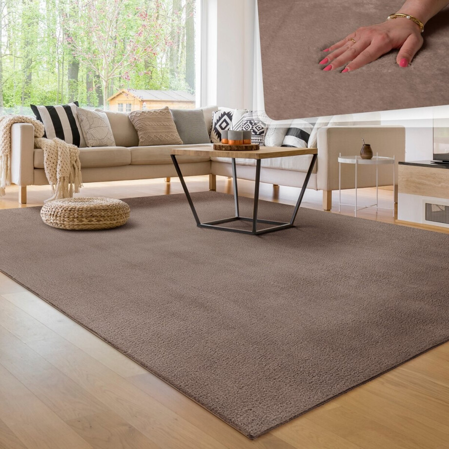 Paco Home Moderne woonkamer tapijt kortpolig wasbaar zacht uni effect bont antislip 100x200 cm afbeelding 1