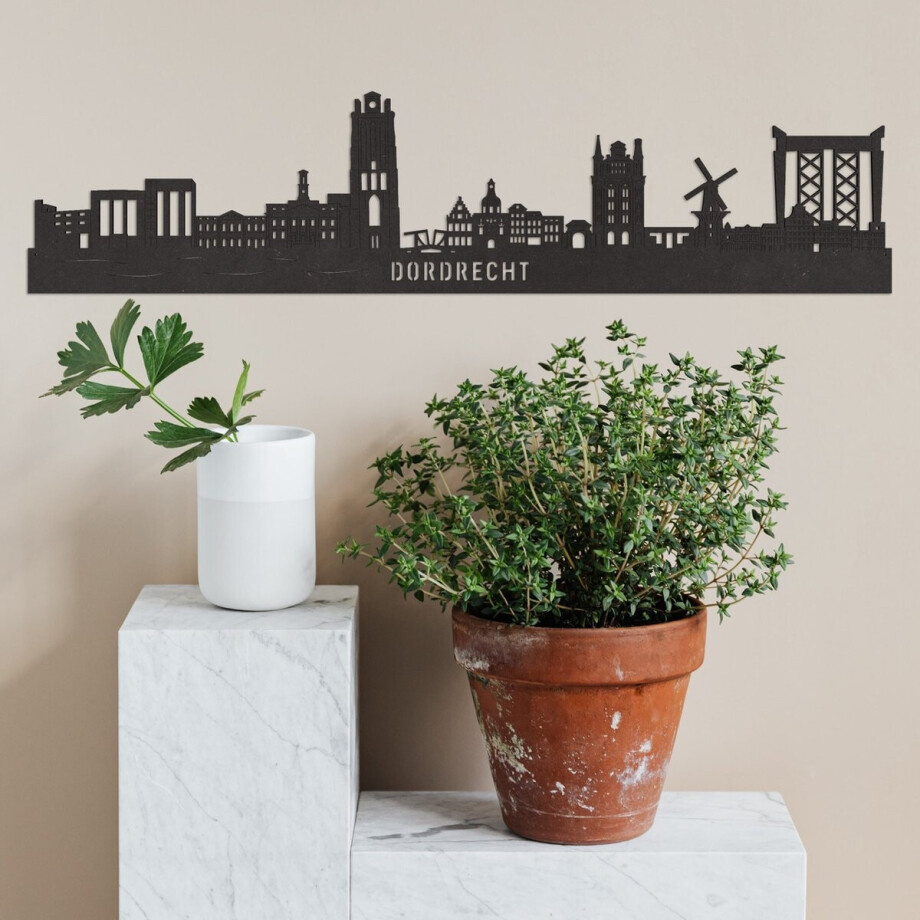 Skyline Dordrecht Detail Zwart Mdf 60cm Wanddecoratie Voor Aan De Muur City Shapes afbeelding 1