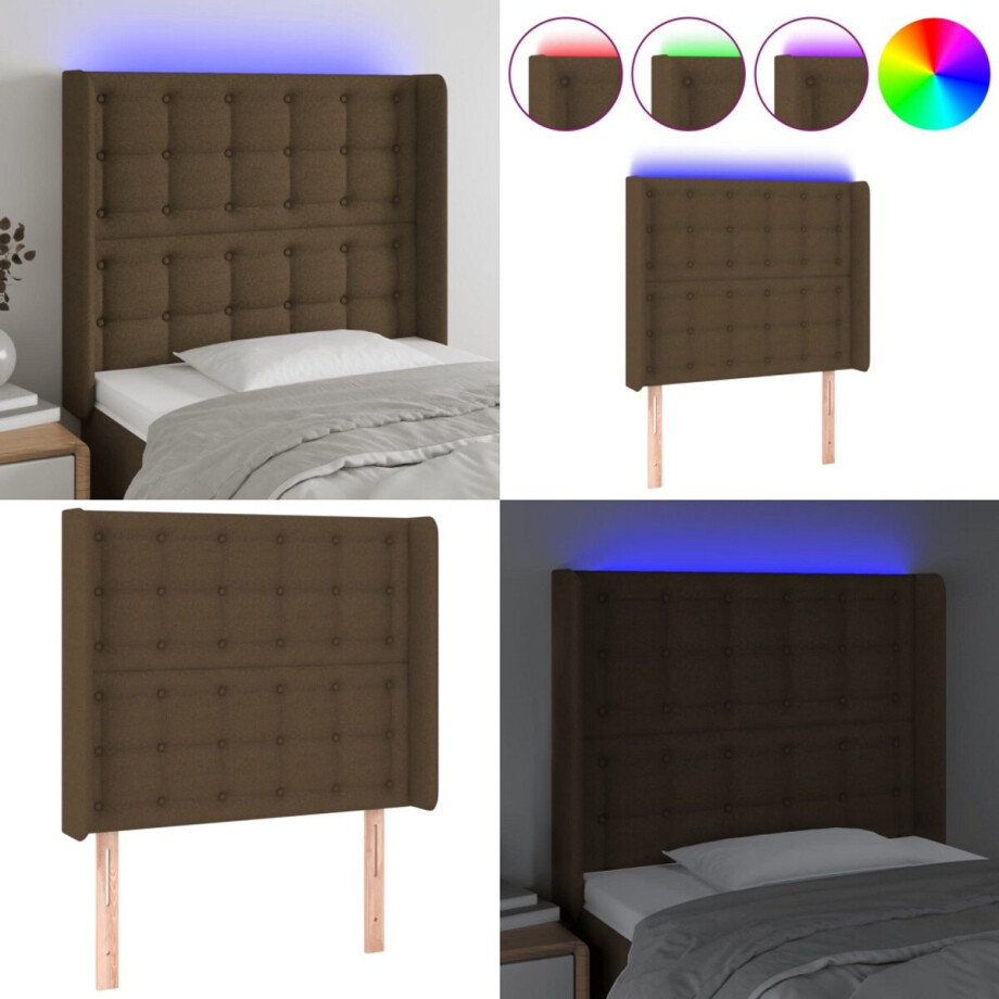 vidaXL Hoofdbord LED 83x16x118/128 cm stof donkerbruin - Hoofdbord - Hoofdborden - Hoofdeinde - Houten Hoofdbord vidaXL Hoofdbord LED 83x16x118/128 cm stof donkerbruin - Hoofdbord - Hoofdborden - Hoofdeinde - Houten Hoofdbord afbeelding 1