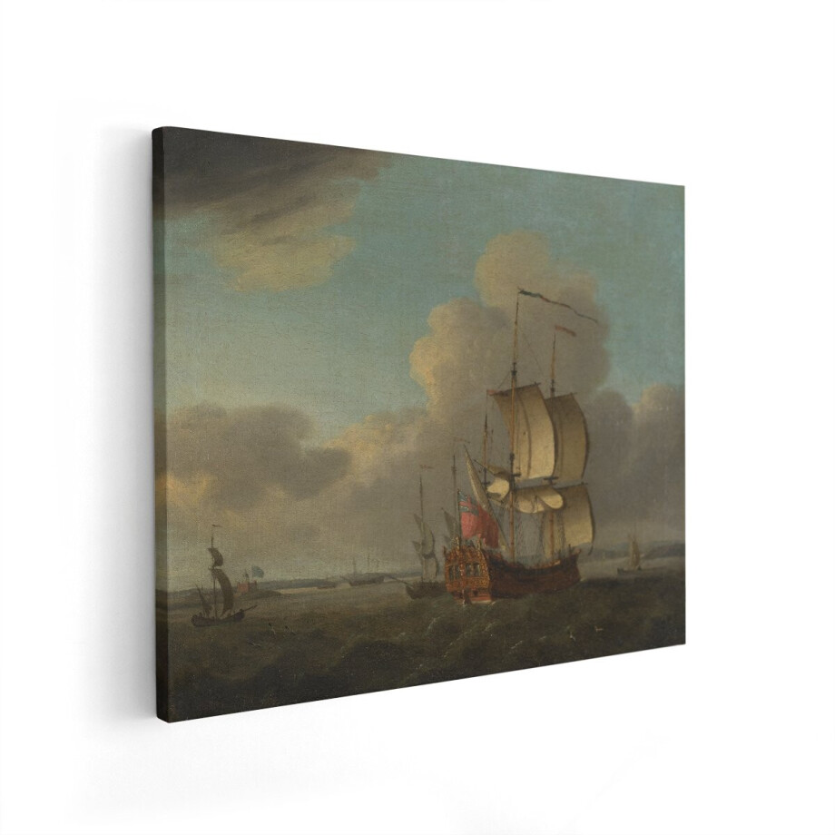 Artaza Canvas Schilderij Zeilschip - 50x40 cm - Wanddecoratie Oude Meesters - Muurdecoratie Zee - Decoratie Schilderij Boot - Schilderijen Op Canvas afbeelding 1