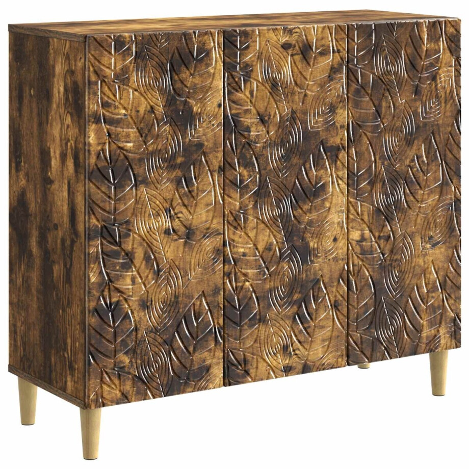 vidaXL - Dressoir - Gerookt - eiken - 89 - x - 34,5 - x - 80 - cm - Bewerkt - hout afbeelding 1