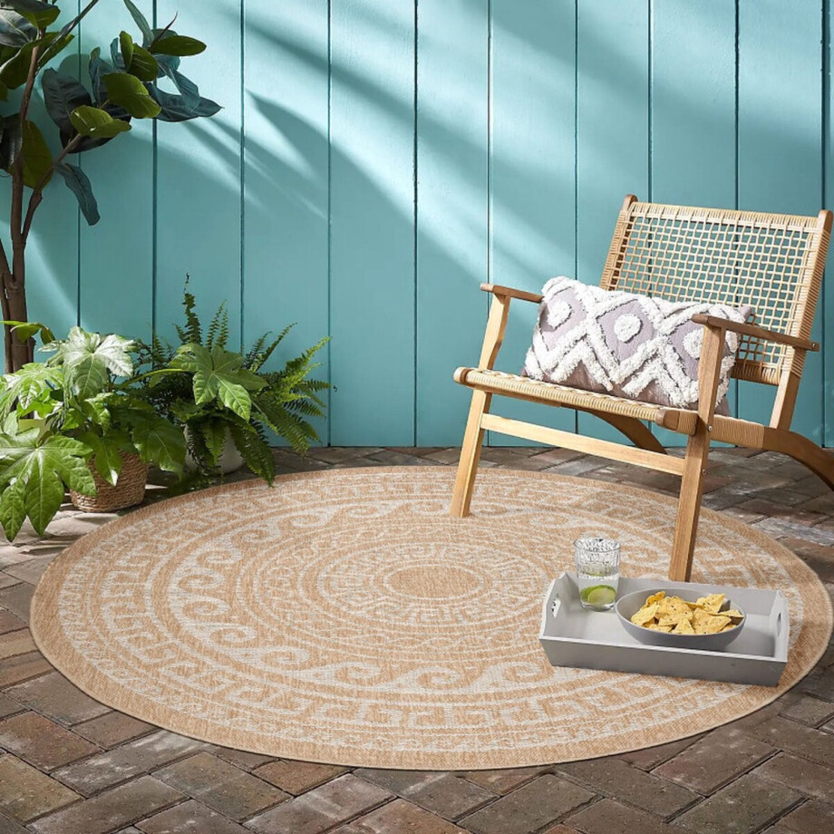 Flycarpets Summit Rond Jute Look Buitenkleed - Beige / Creme - Buiten Vloerkleed - Laagpolig Tuintapijt / Buitentapijt - 120 cm Flycarpets Summit Rond Jute Look Buitenkleed - Beige / Creme - Buiten Vloerkleed - Laagpolig Tuintapijt / Buitentapijt - 120 cm afbeelding 1