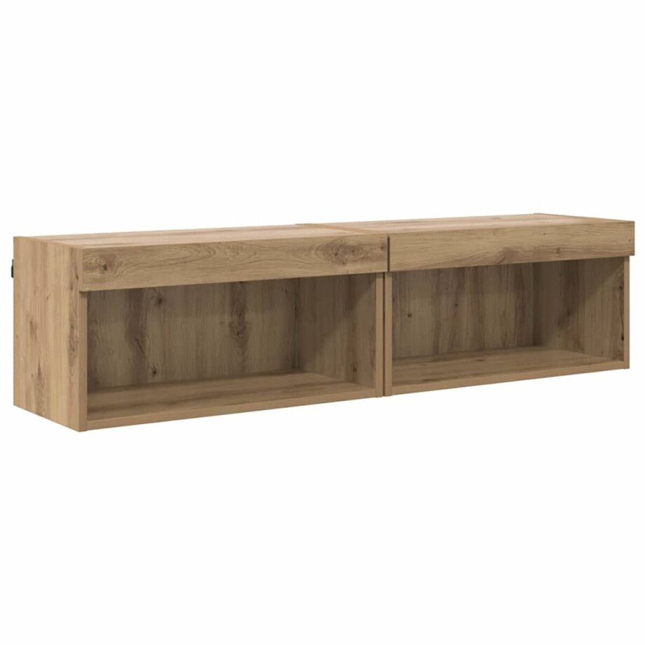 vidaXL - Tv-meubelset - 2 - st - Artisan - Eiken - Bewerkt - hout afbeelding 1