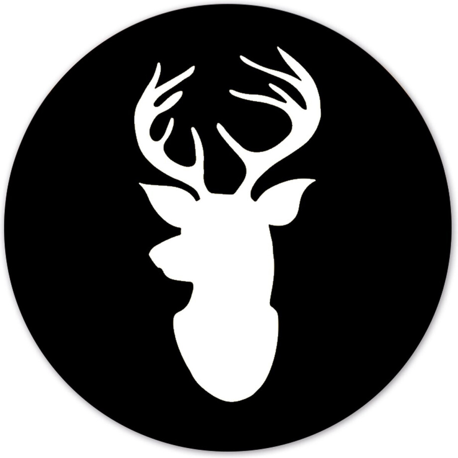Label2X - Muurcirkel - Kerst Rendier Zwart/wit - Ø 140 cm / Forex - Zwart/wit - Wandcirkel - Rond Schilderij - Kerst - Kerstversiering - Kerst Decoratie - Muurdecoratie Cirkel - Wandecoratie rond - Decoratie voor woonkamer of slaapkamer afbeelding 1