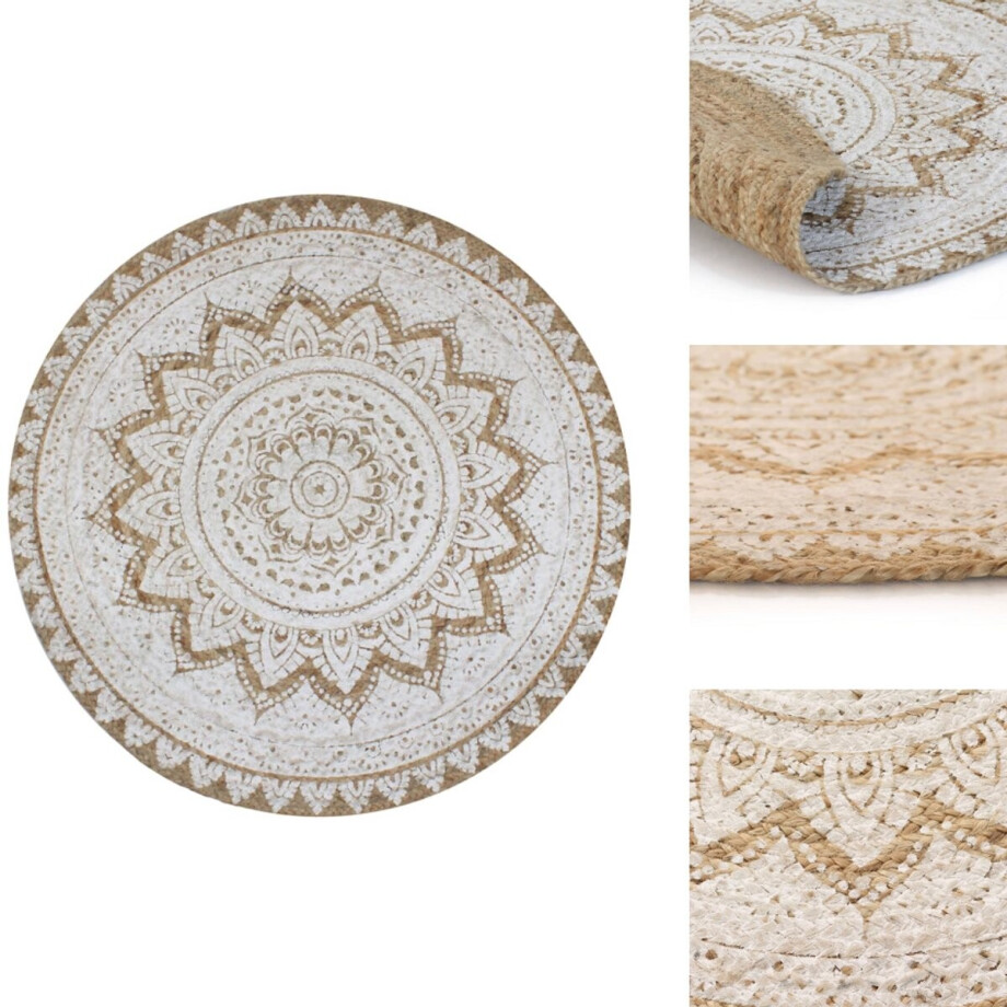 vidaXL Tapijt - Tapijten - Kleed - Kleden - Tapijt met print rond 150 cm gevlochten jute vidaXL Tapijt - Tapijten - Kleed - Kleden - Tapijt met print rond 150 cm gevlochten jute afbeelding 1
