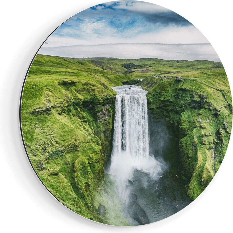 Artaza Dibond Muurcirkel - Waterval In Het Groene Landschap - Ø 90 cm - Groot - Wandcirkel - Rond Schilderij - Voor Binnen en Buiten Artaza Dibond Muurcirkel - Waterval In Het Groene Landschap - Ø 90 cm - Groot - Wandcirkel - Rond Schilderij - Voor Binnen en Buiten afbeelding 1