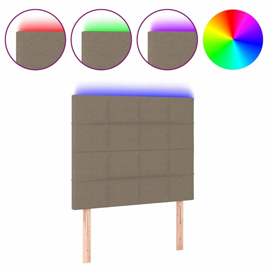 vidaXL - Hoofdbord - LED - 80x5x118/128 - cm - stof - taupe vidaXL - Hoofdbord - LED - 80x5x118/128 - cm - stof - taupe afbeelding 1