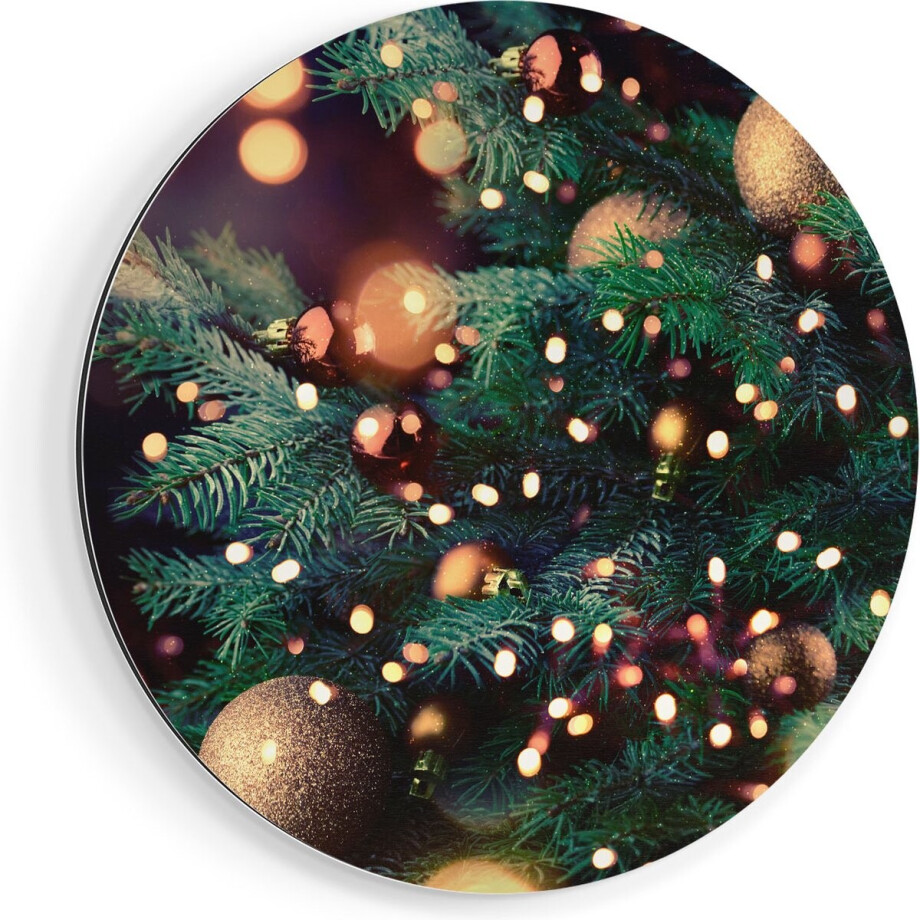 Artaza Dibond Muurcirkel Versierde Kerstboom Met Lichtjes - Ø 60 cm - Wandcirkel - Rond Schilderij - Voor Binnen en Buiten Artaza Dibond Muurcirkel Versierde Kerstboom Met Lichtjes - Ø 60 cm - Wandcirkel - Rond Schilderij - Voor Binnen en Buiten afbeelding 1