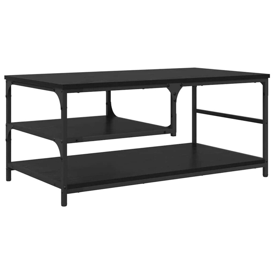 vidaXL - Salontafel - Zwart - Eiken - 90 - x - 49 - x - 40 - cm - Bewerkt - hout vidaXL - Salontafel - Zwart - Eiken - 90 - x - 49 - x - 40 - cm - Bewerkt - hout afbeelding 1