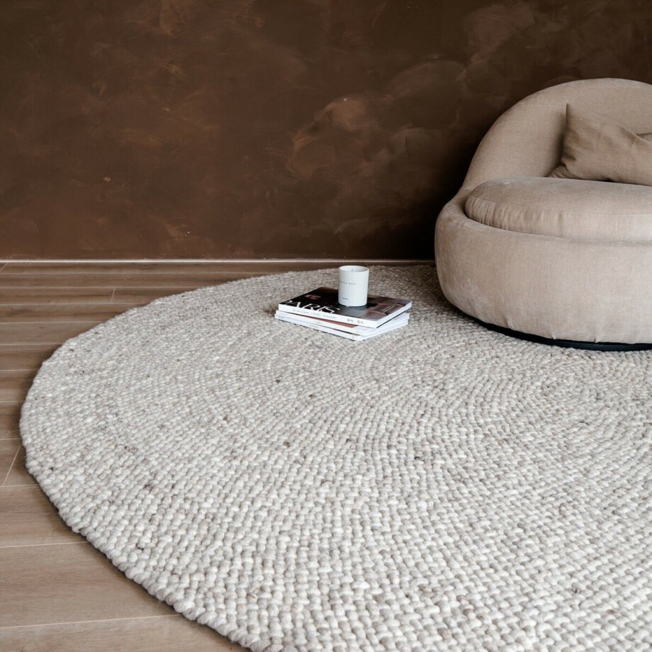 Rond Wollen Vloerkleed Palermo Beige/Taupe Eva Interior - Rond 200 Ø - (L) Rond Wollen Vloerkleed Palermo Beige/Taupe Eva Interior - Rond 200 Ø - (L) afbeelding 1