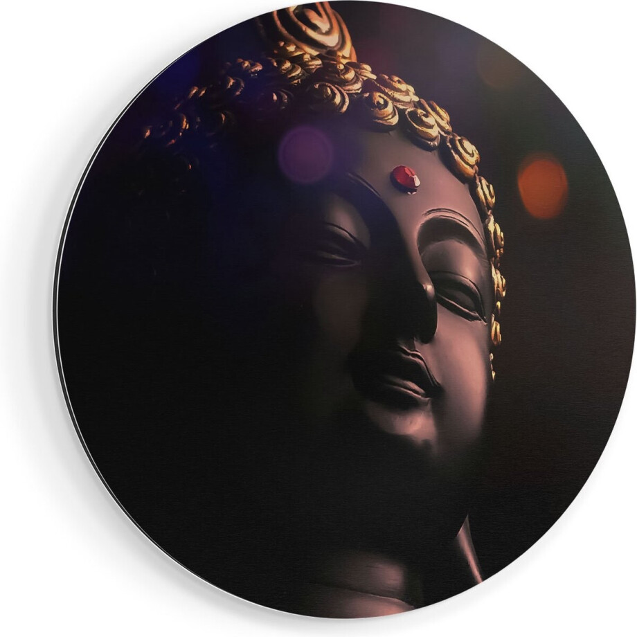 Artaza Dibond Muurcirkel Boeddha Beeld Met Gouden Sierraden - Ø 60 cm - Wandcirkel - Rond Schilderij - Voor Binnen en Buiten Artaza Dibond Muurcirkel Boeddha Beeld Met Gouden Sierraden - Ø 60 cm - Wandcirkel - Rond Schilderij - Voor Binnen en Buiten afbeelding 1