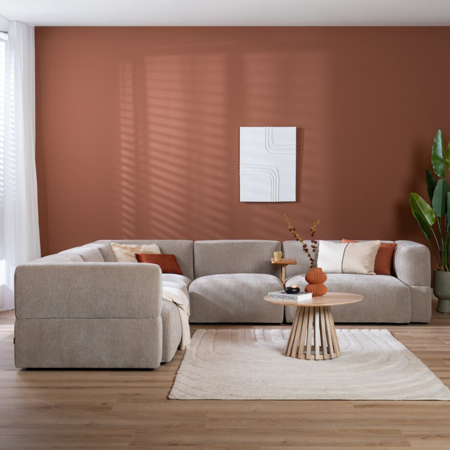 Bronx71® Scandinavische hoekbank Karla chenille taupe 6-zits Bronx71® Scandinavische hoekbank Karla chenille taupe 6-zits afbeelding 1