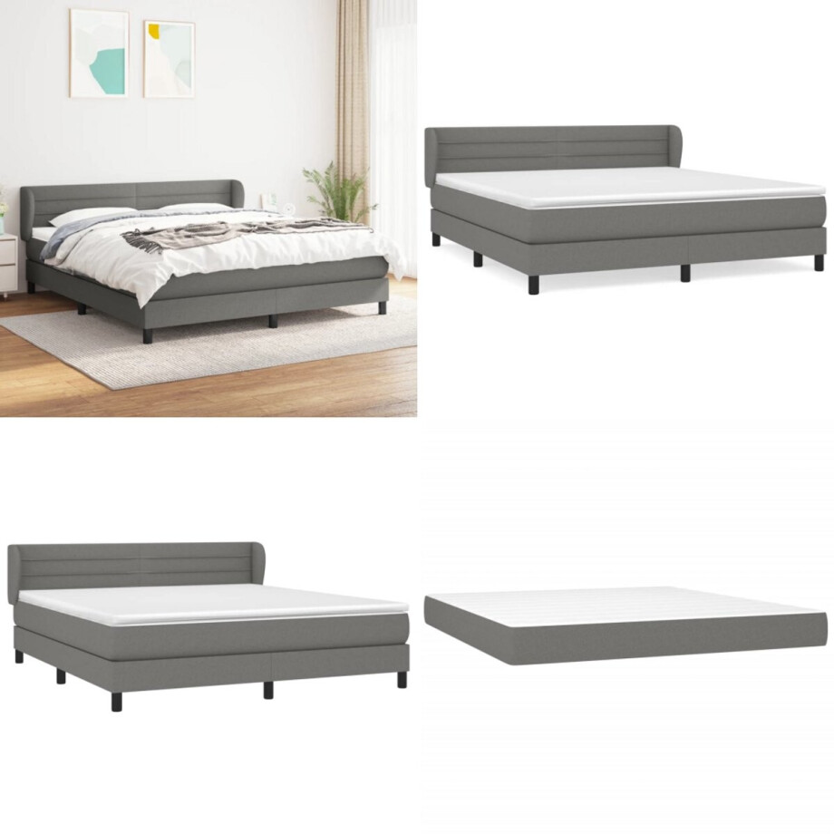 vidaXL Boxspring met matras stof donkergrijs 160x200 cm - Boxspring - Boxsprings - Bed - Slaapmeubel vidaXL Boxspring met matras stof donkergrijs 160x200 cm - Boxspring - Boxsprings - Bed - Slaapmeubel afbeelding 1
