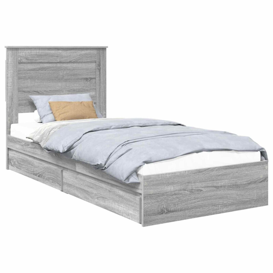 vidaXL - Opbergbed - met - hoofdeinde - Grijs - Sonoma - 75 - x - 190 - cm - Bewerkt - hout vidaXL - Opbergbed - met - hoofdeinde - Grijs - Sonoma - 75 - x - 190 - cm - Bewerkt - hout afbeelding 1