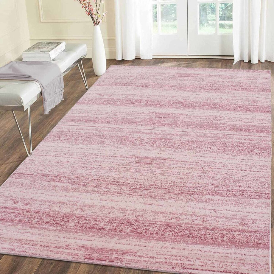 Flycarpets Marlon Vloerkleed Effen Gestreept - Roze - Laagpolig - 120x170 cm Flycarpets Marlon Vloerkleed Effen Gestreept - Roze - Laagpolig - 120x170 cm afbeelding 1