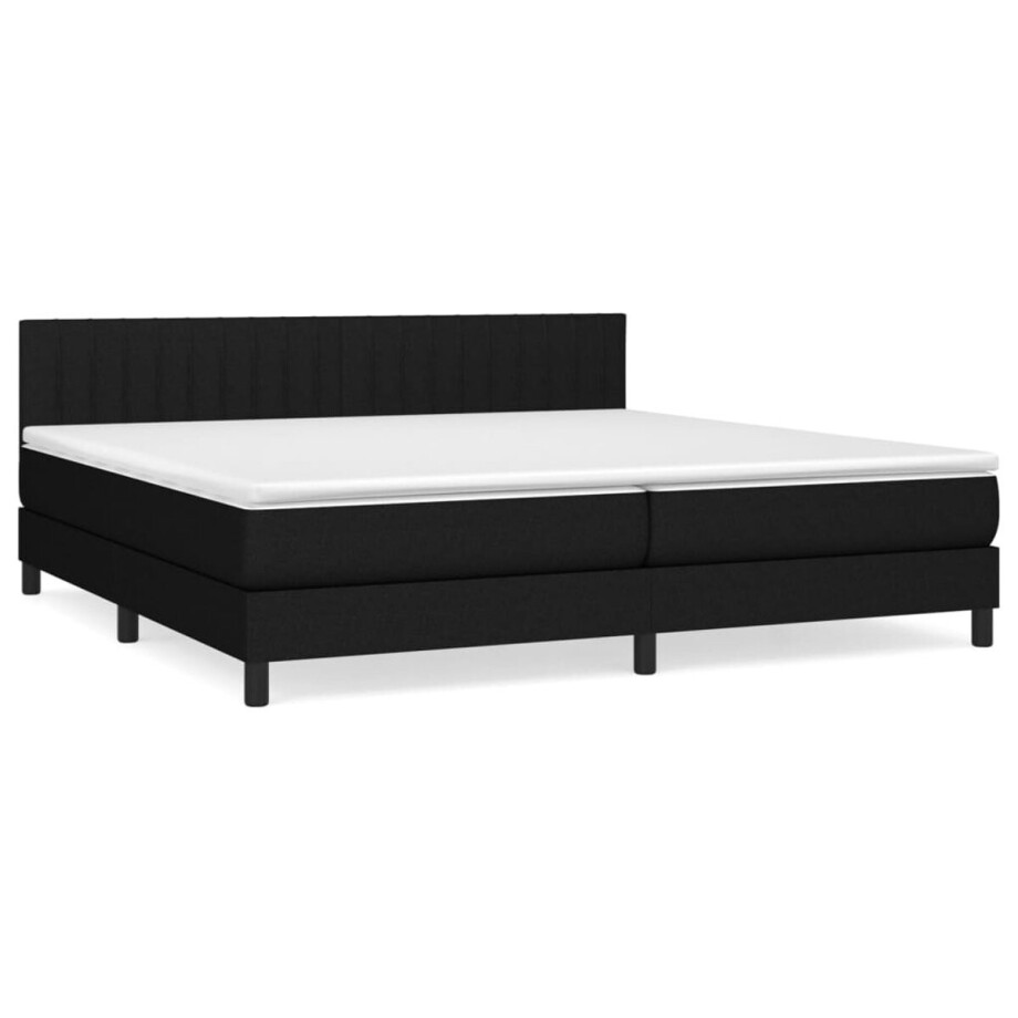 vidaXL - Boxspring - met - matras - stof - zwart - 200x200 - cm afbeelding 1