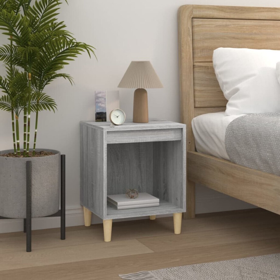 vidaXL Nachtkastje - 40x35x50 cm - Grijs Sonoma Eiken Nachtkastje - Slaapkamermeubel - Kast - Houten Meubels - Grijze Meubelen afbeelding 1