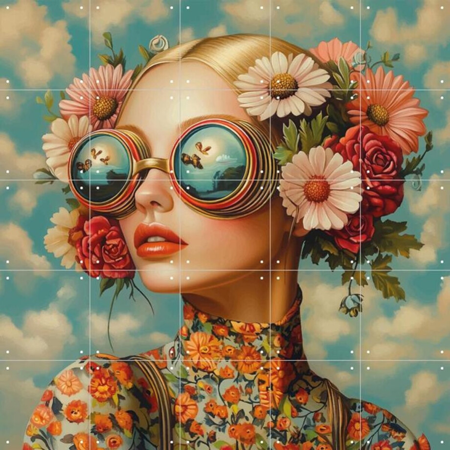 IXXI Floral symphony, Mirjam Duizendstra - 100 x 100 cm - Gratis ophangtool - Grote wanddecoratie en posters Woonkamer, Portretten, Bloemen afbeelding 1