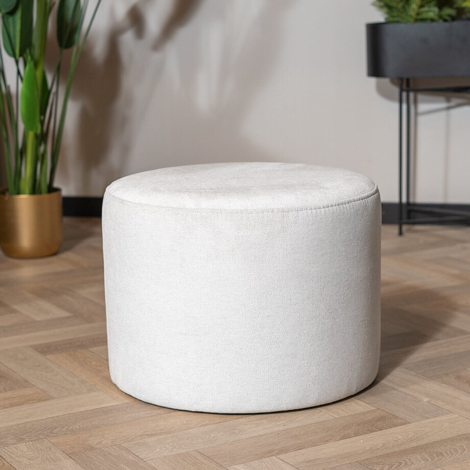 Bronx71® Poef Scandinavisch Myles stof gemêleerd wit afbeelding 1