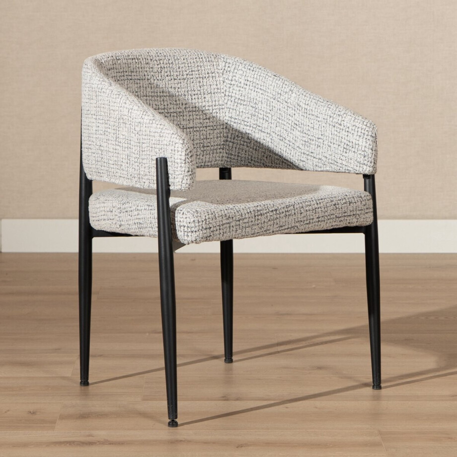 Bronx71® Eetkamerstoel Armin gemêleerde stof off white/zwart - stoel afbeelding 1