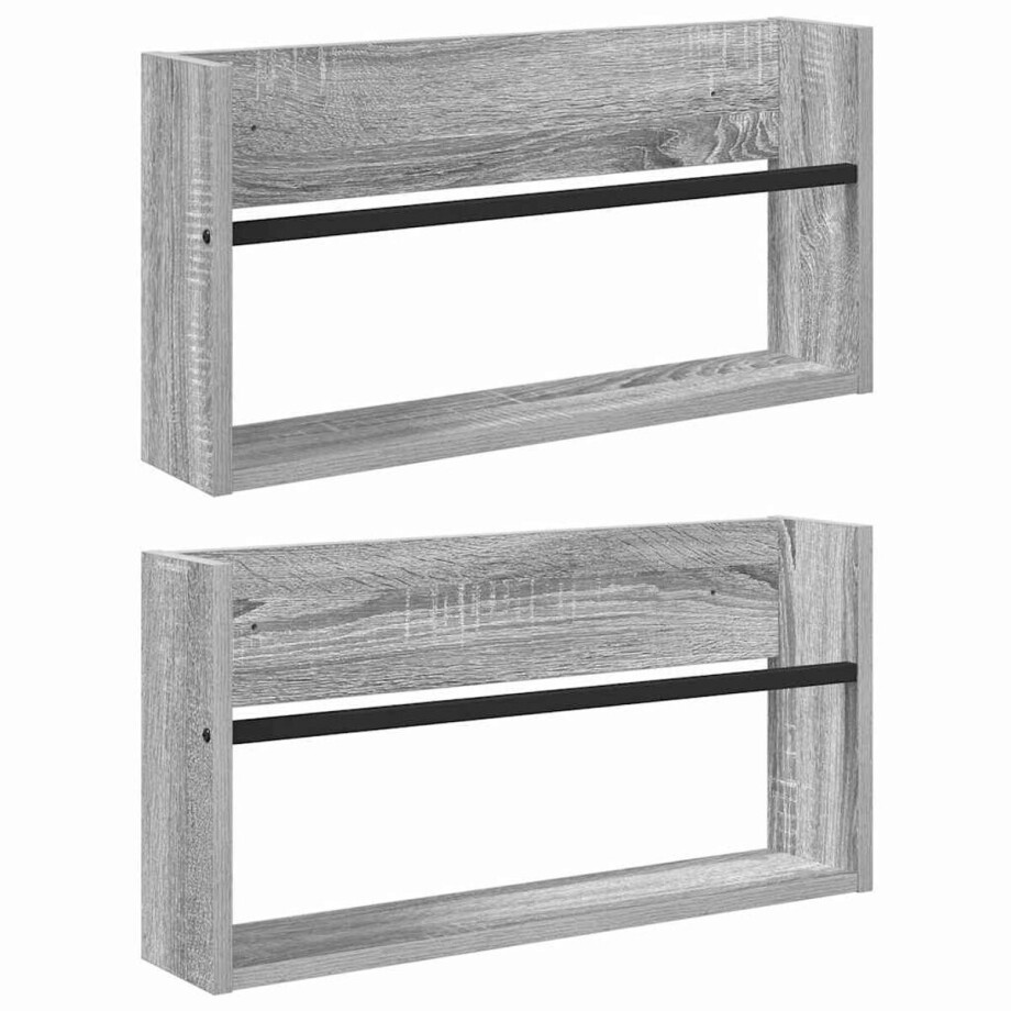vidaXL - Tijdschriftenrek - met - plank - 2 - pcs - Grijs - Sonoma - 60 - x - 12 - x - 30 - cm afbeelding 1