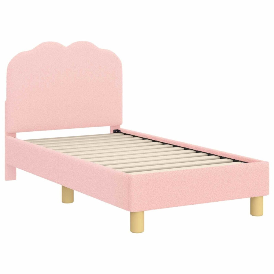 vidaXL - Peuterbedframe - met - hoofdboard - Roze - 70 - x - 140 - cm - Bouclé vidaXL - Peuterbedframe - met - hoofdboard - Roze - 70 - x - 140 - cm - Bouclé afbeelding 1