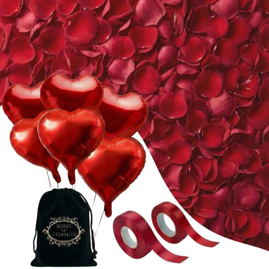 2000x Rode Rozenblaadjes met 6x Hartjes Ballonnen & Lint – Romantische Liefde Versiering – Liefdes Cadeau Decoratie Valentijn - Love - Rood - Huwelijk, Haar, hem, valentijnsdag, vaderdag Cadeautje 2000x Rode Rozenblaadjes met 6x Hartjes Ballonnen & Lint – Romantische Liefde Versiering – Liefdes Cadeau Decoratie Valentijn - Love - Rood - Huwelijk, Haar, hem, valentijnsdag, vaderdag Cadeautje afbeelding 1