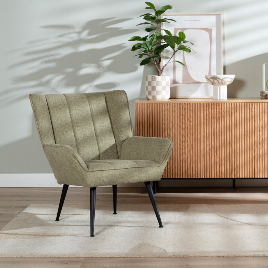 Bronx71® Fauteuil City linnen olijfgroen Bronx71® Fauteuil City linnen olijfgroen afbeelding 1