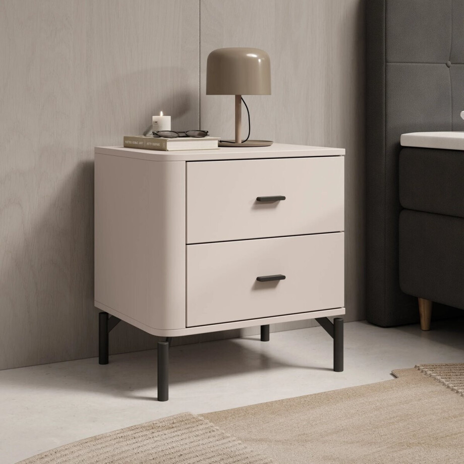 Meubella - Sorello - Nachtkastje - Beige - 52x40x56 cm afbeelding 1