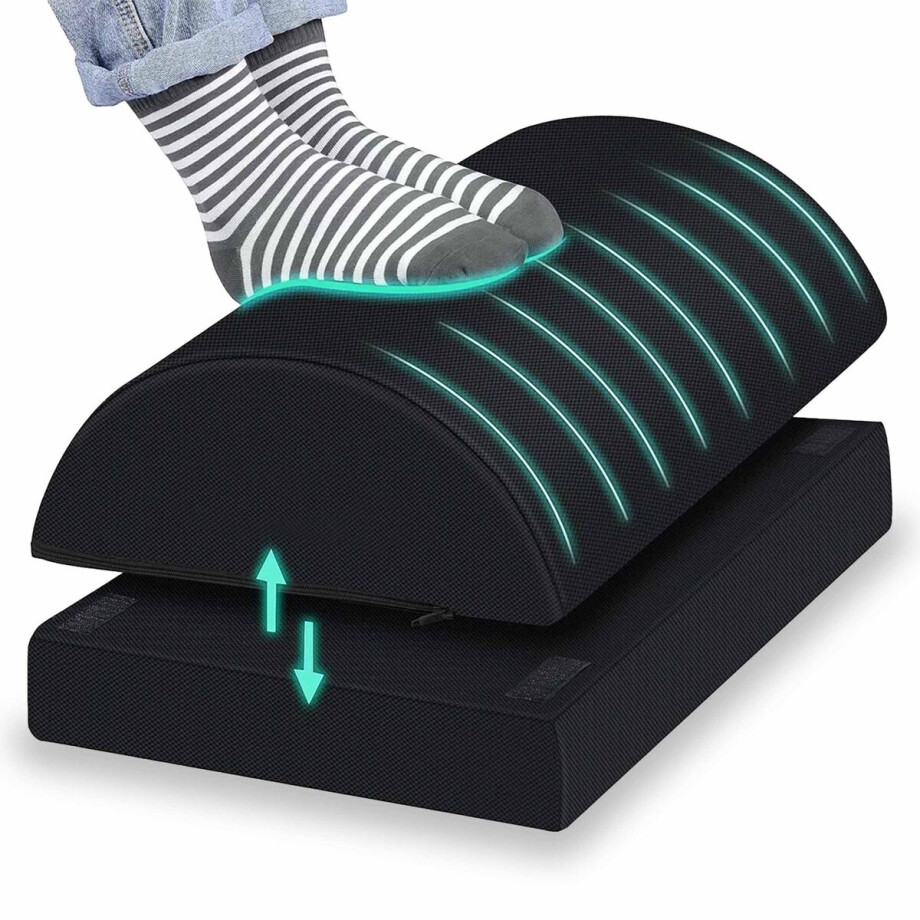 SHAPEVITAL ErgoRelax - Voetensteun Bureau - Traagschuim - In Hoogte Verstelbaar - Antislip - Zwart afbeelding 1