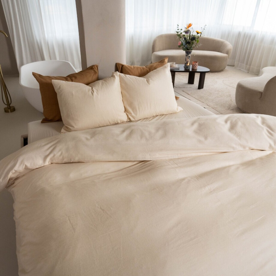 Kayori Rui Dekbedovertrek Peached Twill Katoen - 200x200-220 + 2 slopen - Tweepersoons - Zacht & Warm - Wit Kayori Rui Dekbedovertrek Peached Twill Katoen - 200x200-220 + 2 slopen - Tweepersoons - Zacht & Warm - Wit afbeelding 1