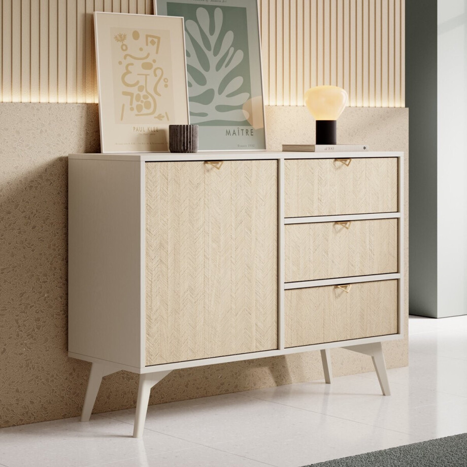 Meubella - Dressoir Essence - Beige - Licht eiken - 106 cm afbeelding 1